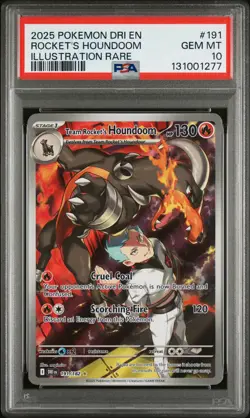 2025 POKEMON DRI EN-DESTINED RIVALS #191 TEAM ROCKET'S HOUNDOOM PSA 10 - Image 1