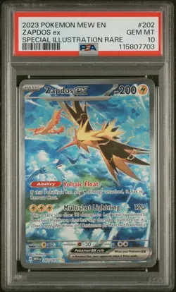Pokemon TCG Zapdos ex 202/165 Scarlet & Violet 151 Special Illustration PSA 10 - Image 1