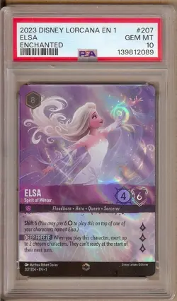 2023 DISNEY LORCANA ELSA SPIRIT OF WINTER 207/204 ENCHANTED PSA 10 GEM MINT!! - Image 1