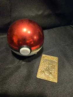 Gold Plated CHARIZARD Trading Card 1999 Nintendo Pokemon With PokeBall - Image 1