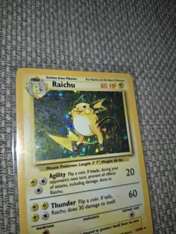 Pokemon TCG Raichu Card 14/102 Base Set Unlimited Holo Rare - Image 3