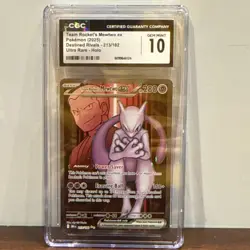 Pokemon Team Rocket's Mewtwo ex 213/182 Sv10 Rivals Holo CGC 10 - Image 1