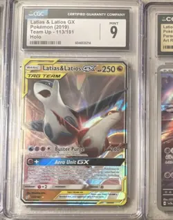 Pokemon Latias & Latios GX TAG TEAM GX Ultra Rare Holo Team Up 113/181 CGC 9 - Image 1