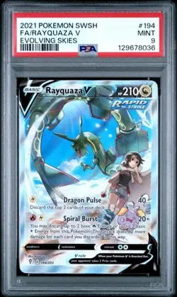 RAYQUAZA V FULL ART 2021 POKEMON SWSH EVOLVING SKIES #194 /203 PSA 9 MINT - Image 1