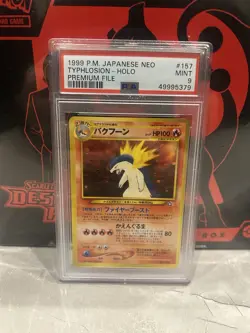 PSA 9 1999 TYPHLOSION Holo 157 Neo Genesis Premium File Pokemon Japanese - Image 1
