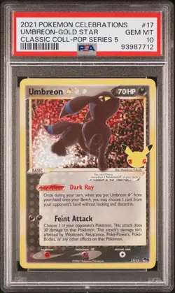 2021 Pokemon Celebrations Classic Collection #17 Umbreon-Gold Star PSA 10 - Image 1