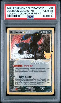 2021 POKEMON CELEBRATIONS CLASSIC COLLECTION #17 UMBREON-GOLD STAR PSA 10 - Image 1