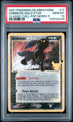 2021 POKEMON CELEBRATIONS CLASSIC COLLECTION #17 UMBREON-GOLD STAR PSA 10 - Image 1
