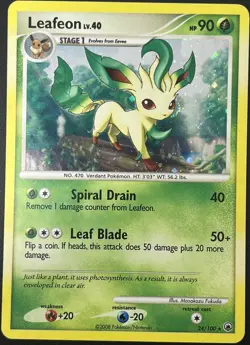 Leafeon 24/100 D&P Majestic Dawn Holo Rare Pokemon Card LP - Image 1
