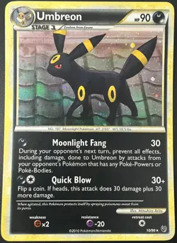 Umbreon 10/90 HGSS Undaunted Holo Rare Pokemon Card NM - Image 1