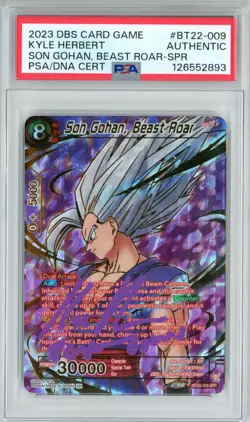 PSA Authentic Signed Kyle Hebert DBS Card Game Son Gohan, Beast Roar BT22-009 - Image 1