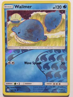 REVERSE HOLO Wailmer 45/236 NM - Cosmic Eclipse Pokemon Card Tomokazu Komiya Art - Image 1