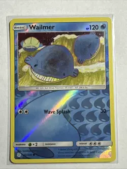 Wailmer 45/236 Reverse Holo Card Sun & Moon - Cosmic Eclipse Pokemon TCG NM - Image 1