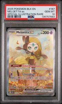 2025 POKEMON EN-BLACK BOLT 167 MELOETTA EX SPECIAL ILLUSTRATION RARE - PSA 10 - Image 1