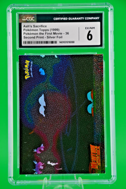 1999 Pokemon The First Movie 36 Ash’s Sacrifice Second Print Silver Foil CGC 6 - Image 1