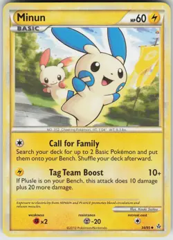 Pokemon Minun 34/95 Unleashed Uncommon NM - Image 1