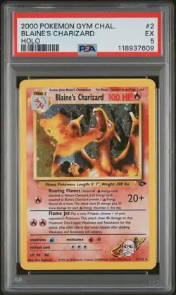 Pokemon TCG Blaine'S Charizard Holo Gym Challenge 2/132 NM PSA 5 - Image 1