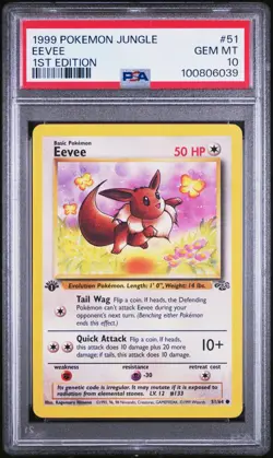 PSA 10 GEM MINT -🔥WoTC VINTAGE 1ST EDITION🔥 1999 POKEMON JUNGLE - EEVEE 51/64 - Image 1