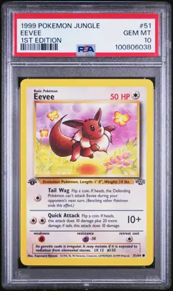 PSA 10 GEM MINT - 🔥WoTC VINTAGE 1ST EDITION🔥 1999 POKEMON JUNGLE - EEVEE 51/64 - Image 1