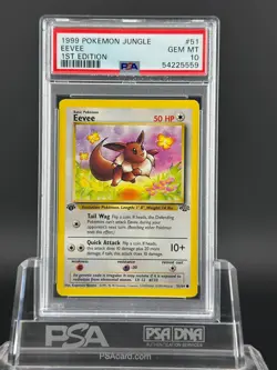PSA 10 GEM MINT 💎 1999 POKEMON JUNGLE 1ST EDITION - EEVEE #51 ENGLISH - Image 1