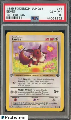 1999 Pokemon TCG Jungle 1st Edition #51/64 Eevee PSA 10 GEM MINT - Image 1