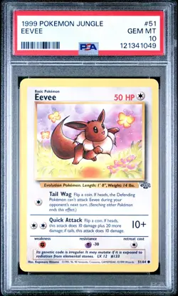 1999 Pokemon Jungle #51 Eevee PSA 10 GEM MINT NEWLY GRADED - Image 1