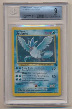 BGS 9 Pokemon Fossil Unlimited Holo Rare Articuno 2/62 MINT Condition!! - Image 1
