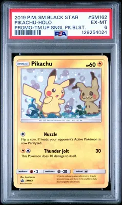 Pikachu SM162 Team Up Blister Pack Black Star Holo Promo Pokemon PSA 6 - Image 1