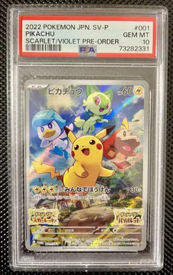 PSA 10 GEM MINT Pikachu 001/SV-P Scarlet & Violet Promo Japanese Pokemon Card - Image 1