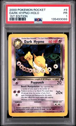 2000 POKEMON ROCKET 1ST EDITION #9 DARK HYPNO-HOLO PSA 1 - Image 1