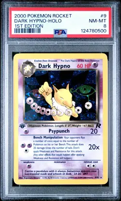 2000 POKEMON ROCKET 1ST EDITION #9 DARK HYPNO-HOLO PSA 8 - Image 1