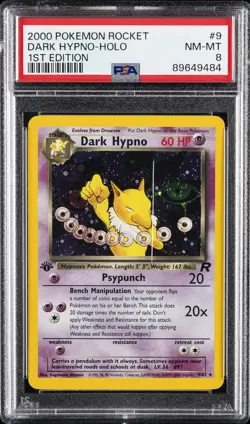 2000 POKEMON ROCKET 1ST ED #9 DARK HYPNO-HOLO PSA 8 - Image 1