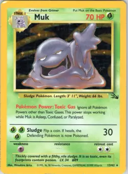 Pokemon TCG Muk Fossil 13/62 Holo Unlimited Holo Rare - Image 1