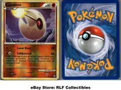 2010 Pokemon, HGSS Triumphant, #25/102 Lunatone, Reverse Holo Rare - Image 1