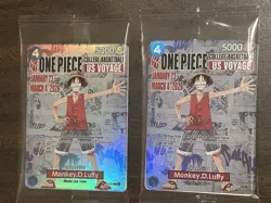 TWO One Piece Cards Monkey D. Luffy Promo College Basketball US Voyage - SEALED - Image 1