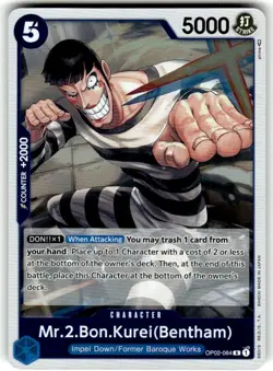 One Piece Paramount War Mr.2.Bon.Kurei (Bentham) Foil OP02-064 NM Rare - Image 1