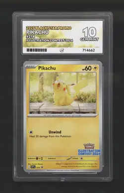 Pikachu 214 Illustration Contest 2024 Black Star Promo Ace 10 Gem Mint Pokemon - Image 1