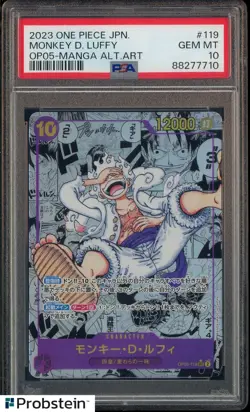 #3 2023 One Piece OP05 Japanese Manga Alternate Art #119 Monkey D. Luffy PSA 10 - Image 1