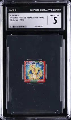 1998 POKEMON FINAL GB POCKET CARDS NINTENDO #006 CHARIZARD CGC 5 - Image 1
