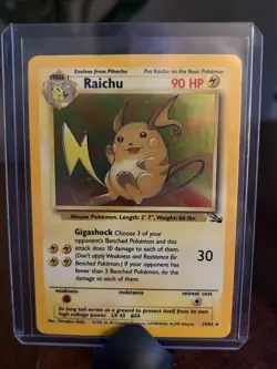 Pokemon TCG Raichu Holo Card 14/62 Base Set Rare Fossil 1999 - Image 1