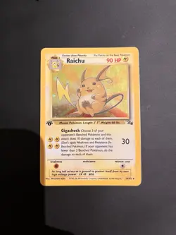 Pokemon TCG Raichu Holo Rare Card 14/62 Fossil 1999 WOTC 1st Edition - Image 1