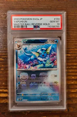 PSA 10 Vaporeon Master Ball Reverse Holo 134/165 Pokemon card Game 151 SV2a 2023 - Image 1
