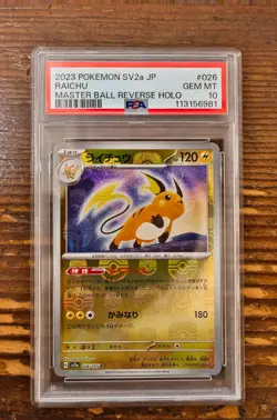 PSA 10 Raichu Master Ball Reverse Holo 026/165 Pokemon card Game 151 SV2a 2023 - Image 1
