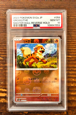 PSA 10 Growlithe 058/165 Master Ball Reverse Holo Pokemon Card 151 SV2a 2023 - Image 1