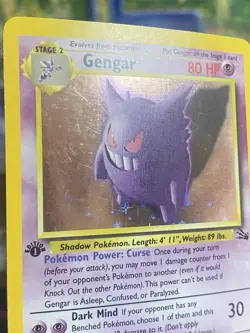 1999 Gengar Holo Rare 5/62 Fossil 1st Edition LP English Pokemon Card - Image 3