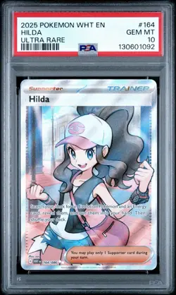 2025 Pokemon White Flare HILDA TRAINER 164/086 Ultra Rare PSA GEM MINT 10 - Image 1