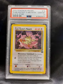 PSA 10 GEM MINT! 2000 POKEMON BLACK STAR PROMO #18 TEAM ROCKET'S MEOWTH - Image 1