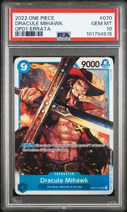 2022 ONE PIECE ROMANCE DAWN OP01-070 DRACULE MIHAWK - PSA 10 ERRATA ENGLISH #70 - Image 1
