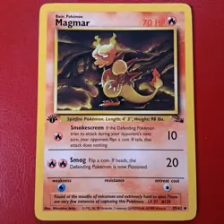 Magmar 39/62 Fossil Regular First Edition Pokemon Card LP - Image 1