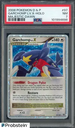 2008 Pokemon D & P Majestic Dawn #97 Garchomp LV.X Holo PSA 7 NM - Image 1